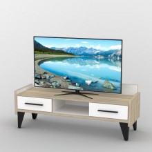 Тумба під телевізор Тиса Мебель ТВ-319 Дуб сонома Білий 55x44x140 см