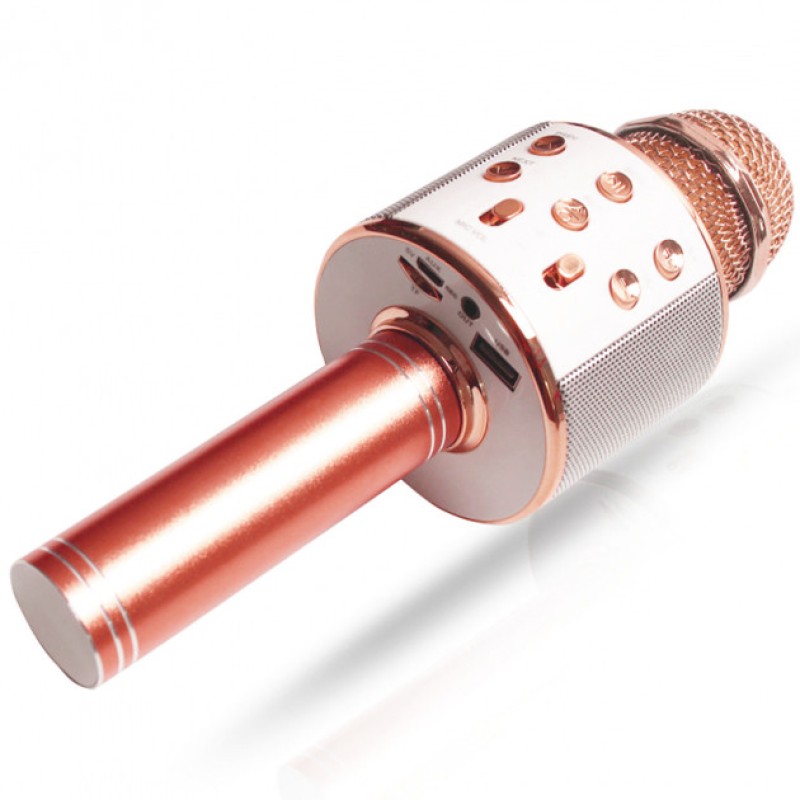 Бездротовий Bluetooth караоке мікрофон зі зміною голосу WSTER WS-858 Рожевий Original Rose Gold