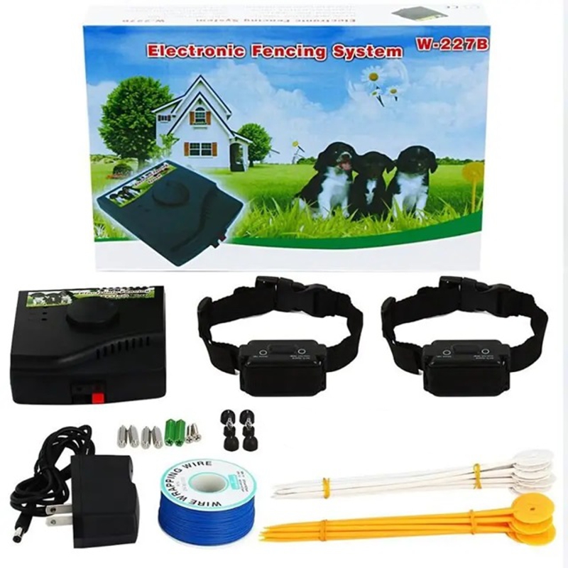 Електронний паркан для собак з 2ма нашийниками на батарейці Крона Pet W-227B, провідний