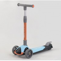 Самокат триколісний Best Scooter складане алюмінієве кермо, 3 колеса PU зі світлом Blue/Orange (102032)