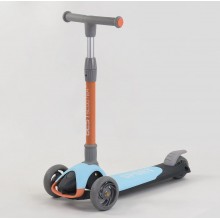 Самокат триколісний Best Scooter складане алюмінієве кермо, 3 колеса PU зі світлом Blue/Orange (102032)