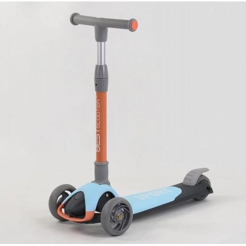 Самокат триколісний Best Scooter складане алюмінієве кермо, 3 колеса PU зі світлом Blue/Orange (102032) Самокат триколісний Best Scooter складане алюмінієве кермо, 3 колеса PU зі світлом Blue/Orange (102032)