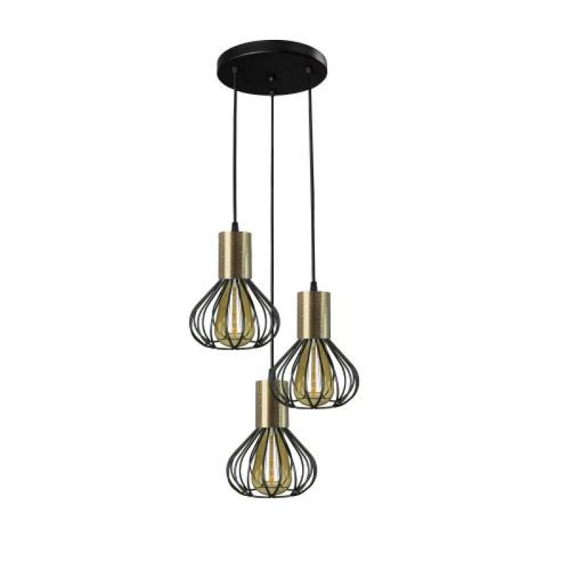 Світильник лофт підвісний на три плафони MSK Electric Lotus NL 1415-3R BK+BN з бронзовим патроном