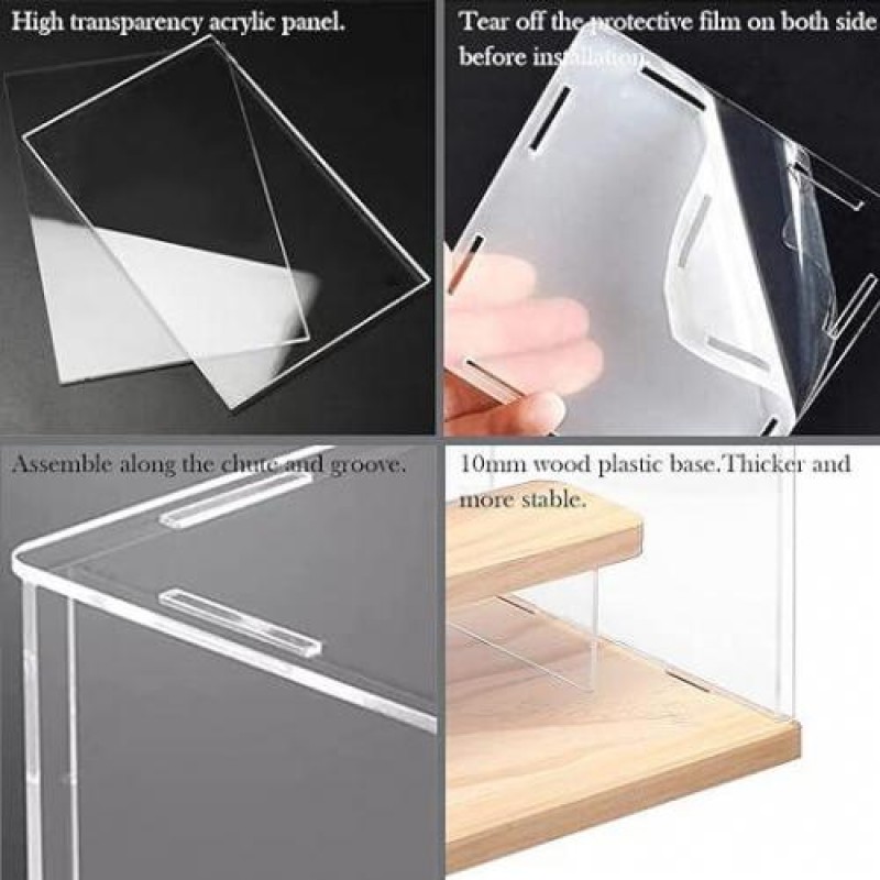 Бокс-вітрина з підсвічуванням для аксесуарів з дверцятами 600х180 Акрил 3 мм Бежевий (B600180L)