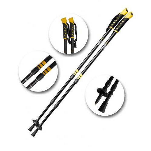 Трекінгові палиці National Geographic Anti-Shock Walking Poles 66,5-135 см Чорний з жовтим в інтернет супермаркеті PbayMarket!