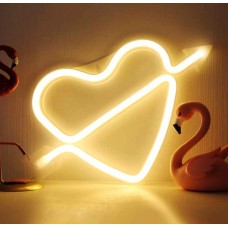 Настінний неоновий світильник нічник Серце Купідона жовте Angel