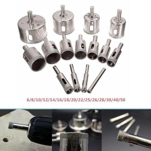 Набір свердл алмазних MHZ 6-50 мм по склу та кераміці Набір свердл алмазних MHZ 6-50 мм по склу та кераміці