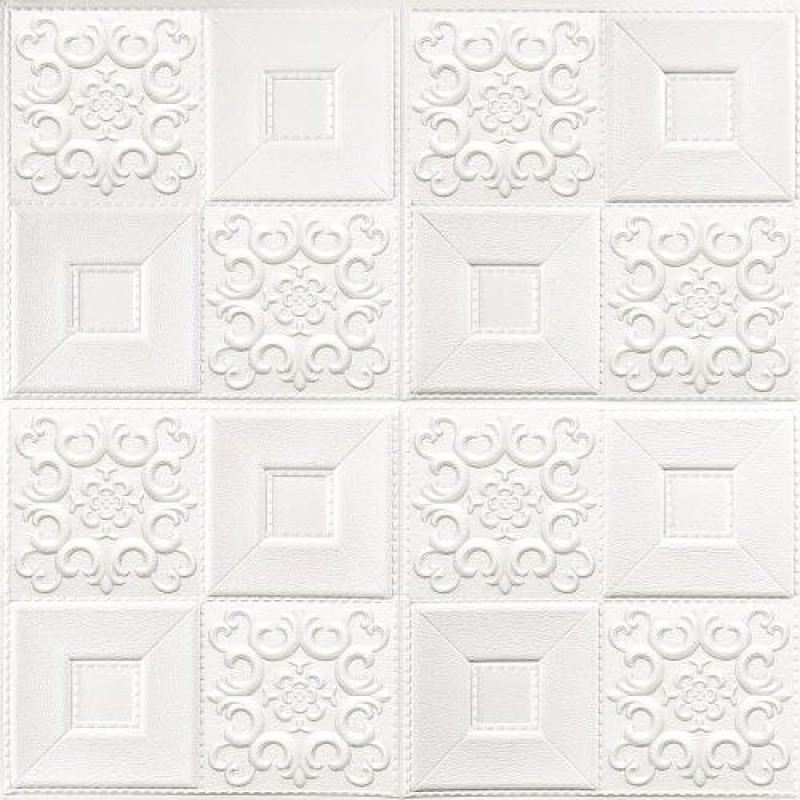 Самоклеюча декоративна настінно-стельова 3D панель Sticker Wall 700х700х5 мм Молочний (SW-00000006)