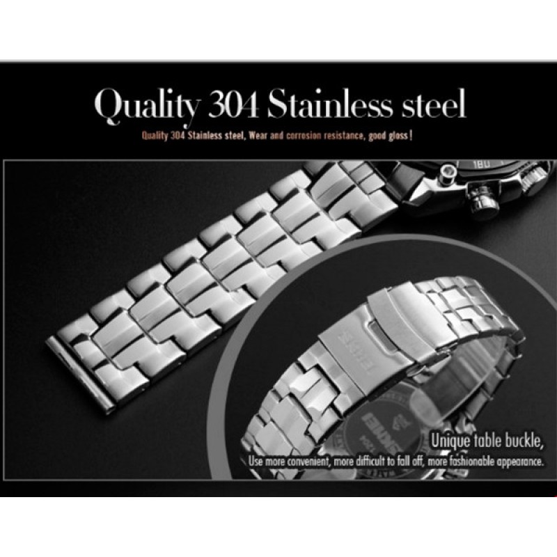 Наручний чоловічий годинник Skmei 1204 direct Сріблястий