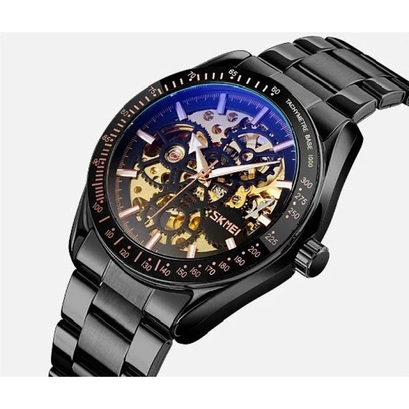 Чоловічий механічний годинник Skmei 9194 Чорний (1359882098)