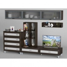 Стінка в вітальню Тиса Мебель Вітальня-10 Венге Білий 2050x450x2700 мм