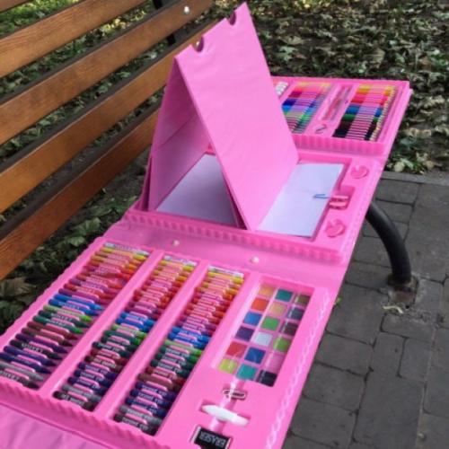 Великий художній набір з мольбертом для малювання та дитячої творчості у валізці для дітей 208 предметів Рожевий+Набір Малюй світлом Великий художній набір з мольбертом для малювання та дитячої творчості у валізці для дітей 208 предметів Рожевий+Набір Малюй світлом