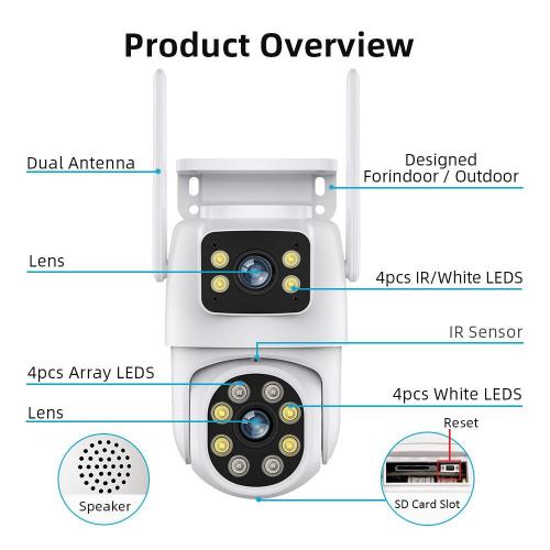 Камера відеоспостереження No Brand Q30-6MP Dual IP Camera Wi-Fi 6 Мп Білий (2390000024)