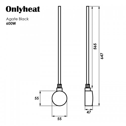 ТЕН для рушникосушки OnlyHeat Agate Black 0,6 кВт