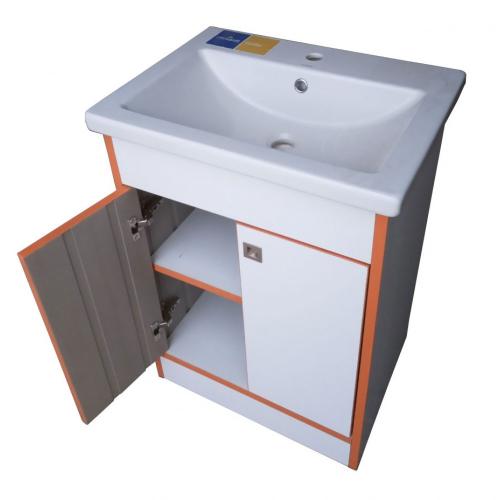 Тумба Mikola-M пластик 3.0 Orange з умивальником Como 70 см Тумба Mikola-M пластик 3.0 Orange з умивальником Como 70 см