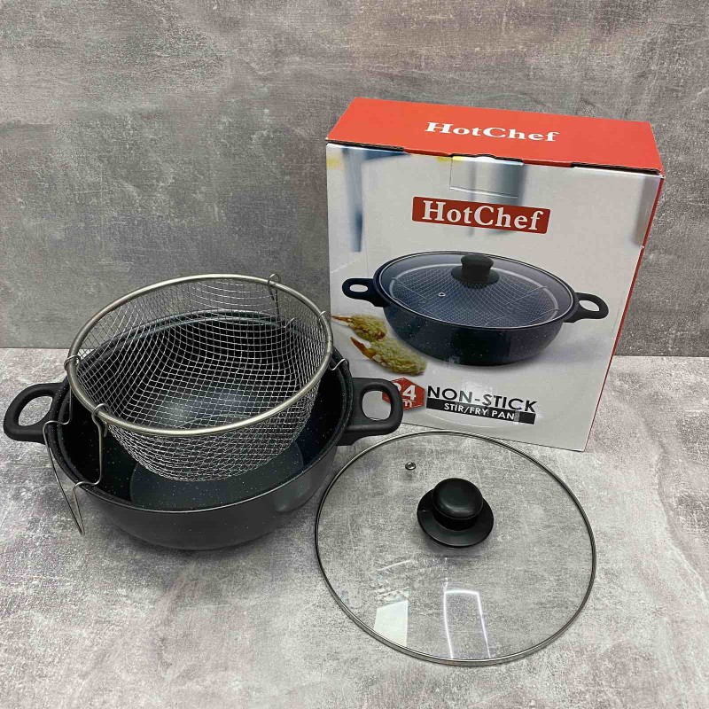 Фритюрниця 24 см алюмінієва зі скляною кришкою A-PLus 24 FP