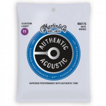 Струни для акустичної гітари Martin MA175 80/20 Bronze Custom Light Acoustic Guitar Strings 11/52