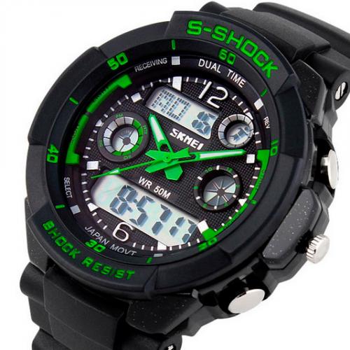Наручний годинник чоловічий Skmei S-Shock Green 0931 Чорний (1530) Наручний годинник чоловічий Skmei S-Shock Green 0931 Чорний (1530)