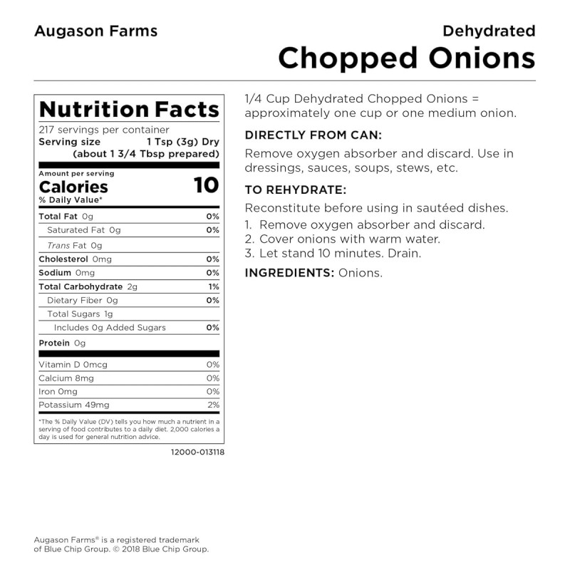 Цибуля нарізана сублімована з великим терміном придатності 25 років Augason Farms, 217 порцій