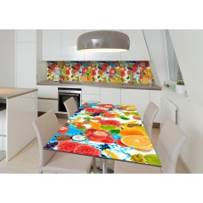 Наклейка 3Д вінілова на стіл Zatarga «Фруктово-райдужний вибух» 650х1200 мм для будинків, квартир, столів.