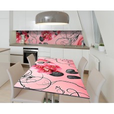 Наклейка 3Д вінілова на стіл Zatarga «Червоні орхідеї» 600х1200 мм для будинків, квартир, столів, кав'ярень