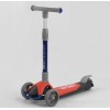 Самокат триколісний Best Scooter складане алюмінієве кермо, 3 колеса PU зі світлом Black/Red (102031)