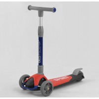 Самокат триколісний Best Scooter складане алюмінієве кермо, 3 колеса PU зі світлом Black/Red (102031)