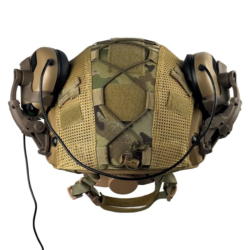 Тактичний комплект шолом FAST/кавер/навушники Earmor М31/кріплення Чебурашка S Койот