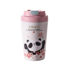 Термочашка з керамічною колбою YIWU Panda 380 мл Рожевий (HP-14-12P)