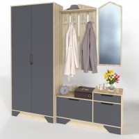Прихожа Тиса Мебель Прихожа-103 Сонома Графіт 205x40x199 см Прихожа Тиса Мебель Прихожа-103 Сонома Графіт 205x40x199 см