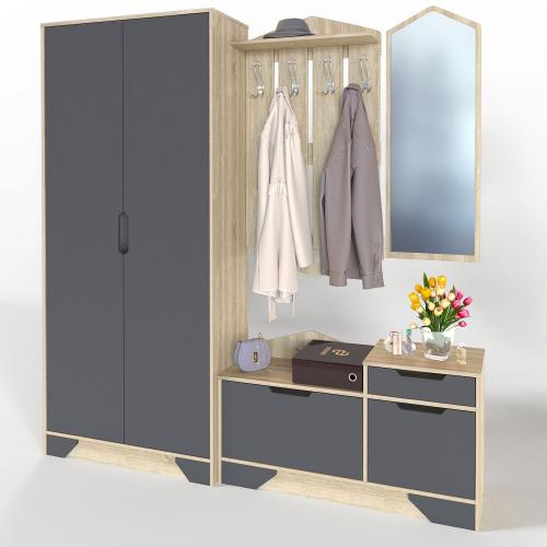 Прихожа Тиса Мебель Прихожа-103 Сонома Графіт 205x40x199 см Прихожа Тиса Мебель Прихожа-103 Сонома Графіт 205x40x199 см