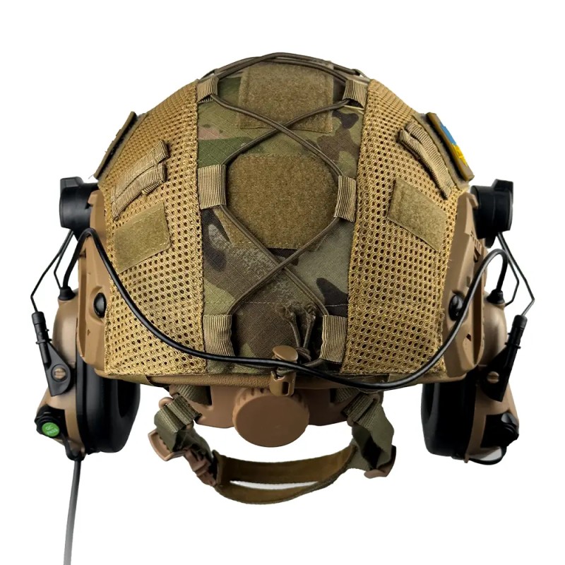 Комплект шолом FAST Team Wendy Helmet NIJ IIIA/навушники Earmor M32H MOD3/кавер M Койот