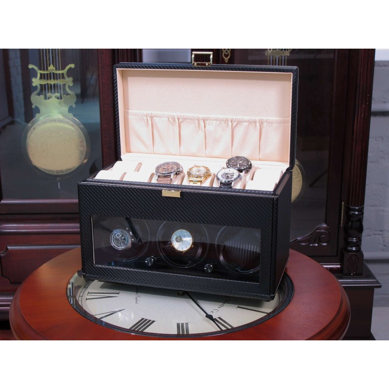 Шкатулка Salvadore для підзаводу 3 годинників 3/12BL 3x3 12+ Чорний