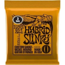 Струни для електрогітари 3 Sets Ernie Ball 3222 Hybrid Slinky Nickel Wound 9/46