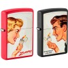 Набір бензинових запальничок Zippo Red Matte та Black Matte Vintage Ad Lighter Set 5,6х3,8х1,3 см Різнокольоровий 2 шт (46295)
