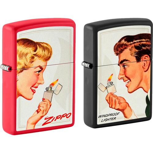 Набір бензинових запальничок Zippo Red Matte та Black Matte Vintage Ad Lighter Set 5,6х3,8х1,3 см Різнокольоровий 2 шт (46295) Набір бензинових запальничок Zippo Red Matte та Black Matte Vintage Ad Lighter Set 5,6х3,8х1,3 см Різнокольоровий 2 шт (46295)