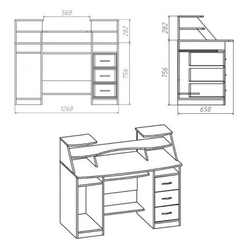 Стіл комп'ютерний комфорт-5 Компанит Вільха Стіл комп'ютерний комфорт-5 Компанит Вільха