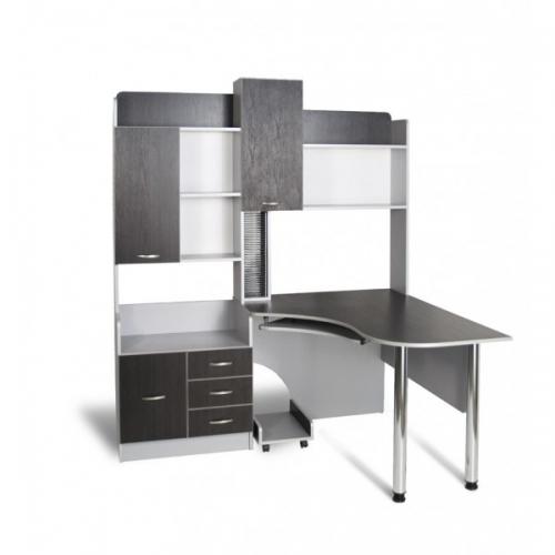 Комп'ютерний стіл кутовий Тиса СК-10 Алюміній-Венге магія Комп'ютерний стіл кутовий Тиса СК-10 Алюміній-Венге магія