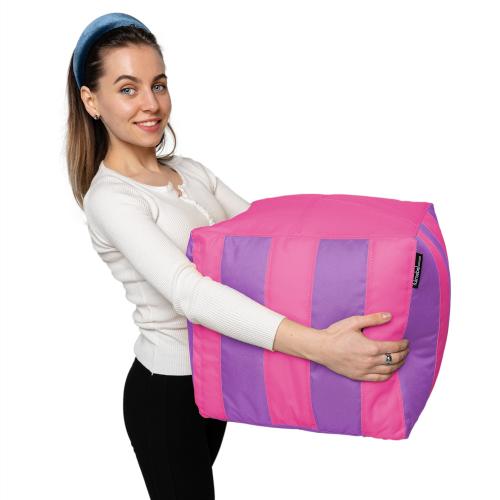 Пуф Кубик Смугастий Оксфорд 40х40 Студія Комфорту Фіолетовий + Рожевий Пуф Кубик Смугастий Оксфорд 40х40 Студія Комфорту Фіолетовий + Рожевий