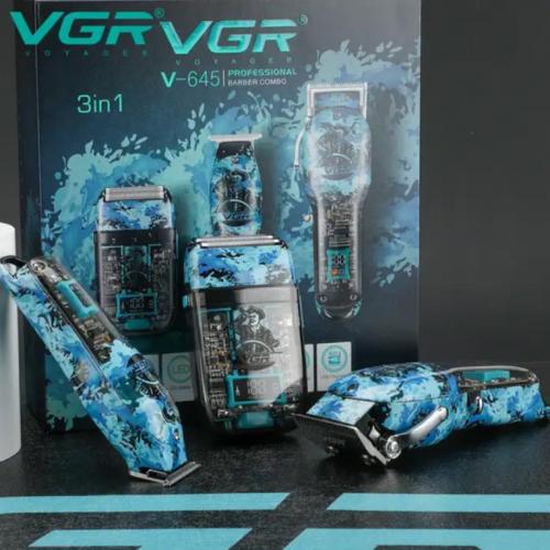 Набір для стрижки VGR V-645 3в1 LED Чорно-блакитний (2390000032) Набір для стрижки VGR V-645 3в1 LED Чорно-блакитний (2390000032)