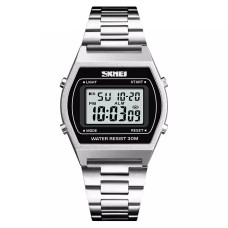 Наручний електронний ретро-годинник Skmei 1328 Сріблястий