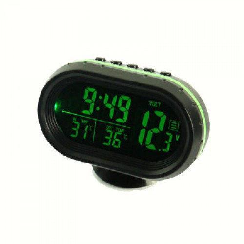 Годинник термометр вольтметр автомобільний VST 7009V Чорний із зеленим (008099) Годинник термометр вольтметр автомобільний VST 7009V Чорний із зеленим (008099)