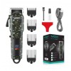 Машинка для стрижки волосся VGR V-665 LED-дисплей акумуляторна 6 насадок 1800mAh 7W Camo