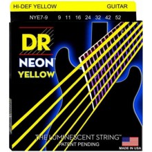 Струни для електрогітари DR NYE7-9 Hi-Def Neon Yellow K3 Coated Light 7-String Electric Guitar 9/52