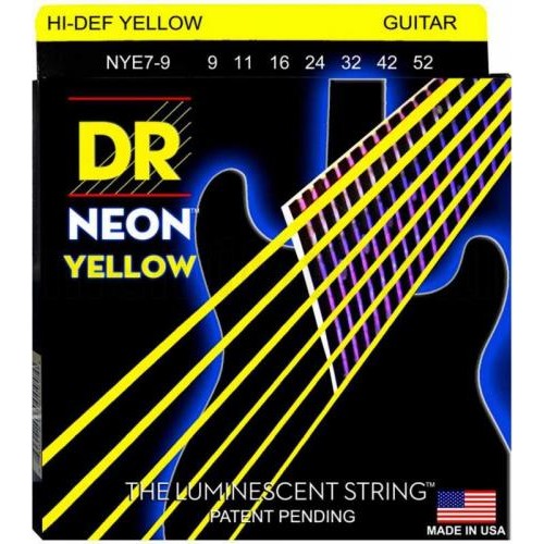 Струни для електрогітари DR NYE7-9 Hi-Def Neon Yellow K3 Coated Light 7-String Electric Guitar 9/52 Струни для електрогітари DR NYE7-9 Hi-Def Neon Yellow K3 Coated Light 7-String Electric Guitar 9/52