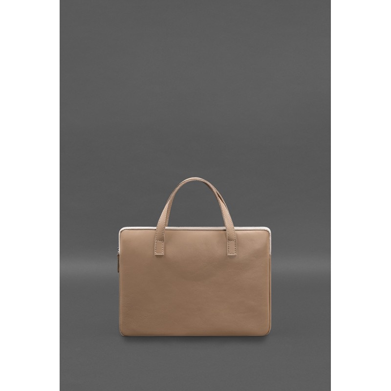 Шкіряний чохол з ручками для ноутбука 13 дюйм Світло-бежевий BlankNote