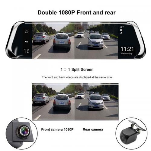 Дзеркало відеореєстратор із сенсорним екраном 10 дюймів та камерою заднього вигляду DVR-H02