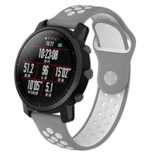 Ремінець BeWatch sport-style для Xiaomi Amazfit Stratos Сіро-Білий (1020142.2)