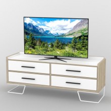 Тумба під телевізор Тиса Мебель ТВ-412 Дуб сонома Білий 63x44x156 см