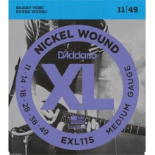 Струни для електрогітари D'Addario EXL115 Nickel Wound Medium/Blues-Jazz Rock 11/49